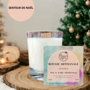 Bougievégétale parfumée senteur de noel Izaizea. savonnerie etxean egina st etienne de baigorry